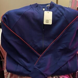 Levi's Navy Zip-Up Jacket with red pinstripe very heavy duty